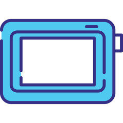 Simple Blue Digital Tablet Icon with Outline on Transparent Background