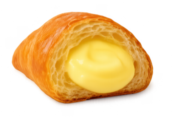 Golden baked croissant filled with vanilla cream