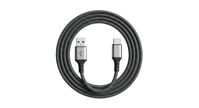 Modern Braided USB Type A to Type C Cable Tech - Powered by Adobe
