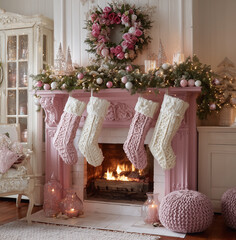 fireplace with christmas decoration