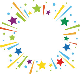 Colorful Starburst Explosion Frame with Confetti.
