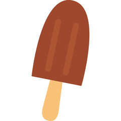Simple Chocolate Ice Cream Bar on a Wooden Stick with a Transparent Background
