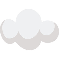 Simple Cartoon Cloud Illustration with Soft Gray and White Tones and Transparent Background