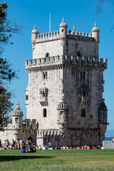 Detail of Belem tower on the river near lisboa, where vasco dagama left for the world.