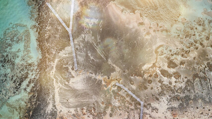 Drone photography of Hamelin Pool Shark Bay WA featuring unique marine formations and patterns