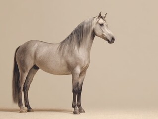 Elegant Light Gray Horse Standing Proudly on a Neutral Background