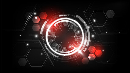 Red abstract futuristic electronic circuit technology background concept, vector illustration
