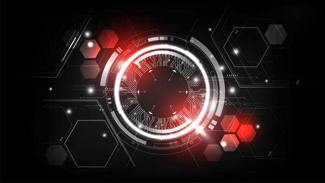 Red abstract futuristic electronic circuit technology background concept, vector illustration
