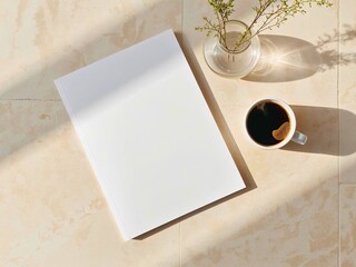 minimalist magazine mockup Top view