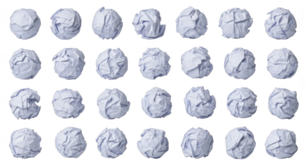 Paper balls isolated on transparent background