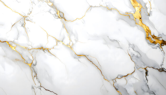 White Marble Texture with Striking Gold Veins &mdash; Luxury Stone Surface. For background for luxury branding, countertop & backsplash mockups, editorial interior design spreads,product presentations.