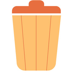 Simple Orange And Yellow Trash Can Icon With A Lid Against A White Background Representing Deletion Or Cleaning Tasks