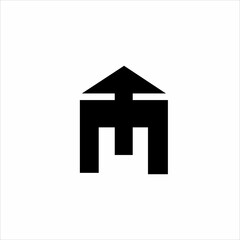 Logo design of the initial letter M with an upward arrow.