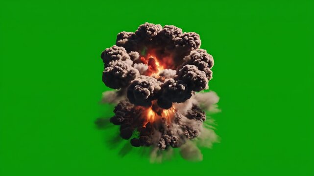 Dramatic Explosion Sequence on Green Screen, Perfect for VFX and Visual Effects Projects