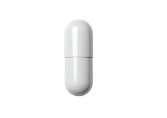 Single, glossy, white capsule isolated on black