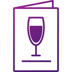 Simple purple icon of a wine glass on a brochure or menu with a transparent background isolated on white