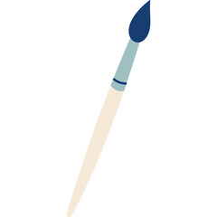 Simple Painting Brush with Light Beige Handle and Dark Blue Bristles Isolated on White Background Minimalist Art Tool Illustration