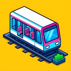 Isometric Subway Train A Colorful Illustration of Urban Public Transportation