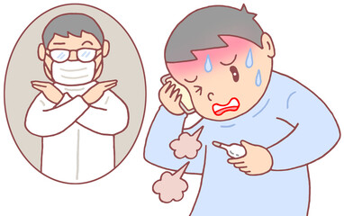 医療問題のイラスト - 診察拒否・診療拒否・急病人・医師