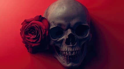 Dark Red Rose and Skull
