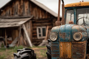 Old Tractor by Wooden Barn