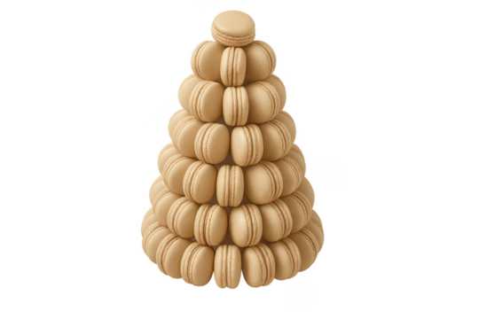 Macaron tower pyramid creating elegant dessert presentation