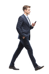 People looking on phone in walking pose transparent background