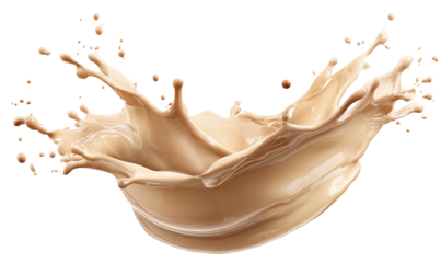 Beige liquid crown splash, isolated on black