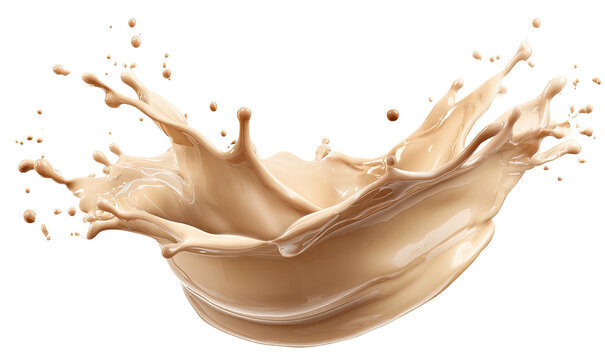Beige liquid crown splash, isolated on black