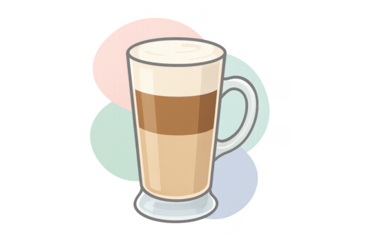 Latte macchiato drawing showing layered coffee drink