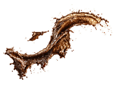 Chocolate splash swirls against a dark background