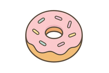 Fototapeta premium Pink glazed donut with sprinkles cartoon vector on transparent background