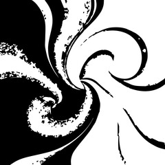 Abstract Black and White Swirling Pattern Design.