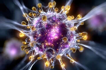 Explore the intricate structure of a virus with vibrant, detailed visualization of its components