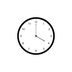 Four o'clock time representation. Clear vector image of a clock at 4:00, suitable for technology and UI design elements.