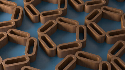 Abstract wood shapes forming geometric pattern on