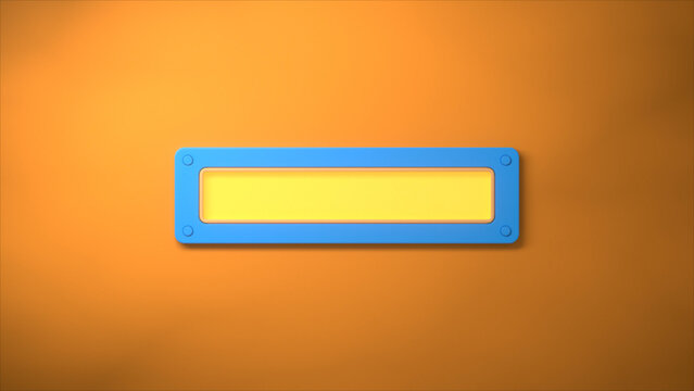Empty blue banner frame on orange background
