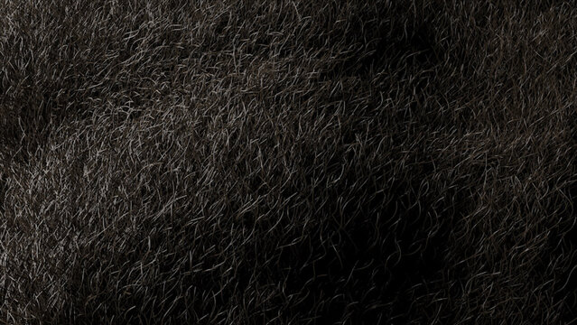 Close up of dark hair texture creating abstract