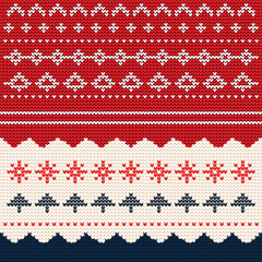 Christmas Knitted Seamless Pattern Background Vector Design.