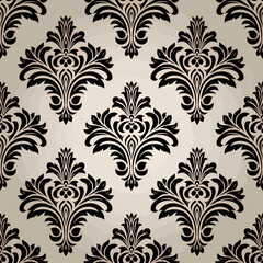 Seamless vintage damask pattern with ornate floral elements.