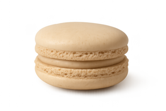 Delicate beige macaron cookie on transparent background - Powered by Adobe
