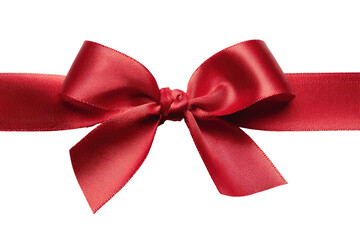Red ribbon tied, center-frame, over a dark background