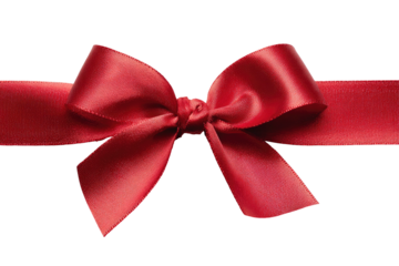 Red ribbon tied, center-frame, over a dark background