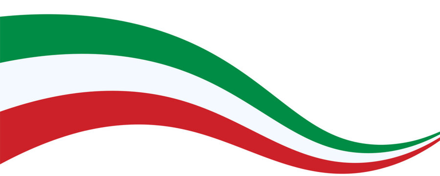 Italian flag abstract wave design isolated on transparent background. Patriotic banner for Italy national day celebration, sports event, cultural festival, travel poster, and Italian cuisine promotion