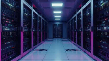 Data center server room interior view - Powered by Adobe