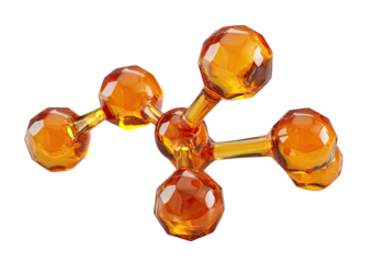 Amber faceted spheres connected by rods
