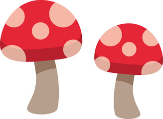 Cartoon illustration of two red spotted toadstools