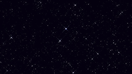 Stars shine and twinkle in the blackness of space. It is a starry night.