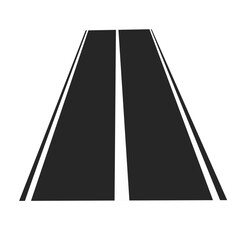 Flat vector illustration of a straight road with markings, simple and clean design perfect for travel, transport, and city infrastructure graphics