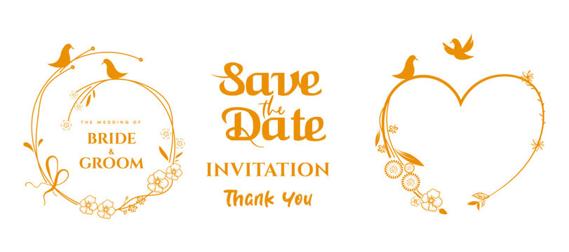 Wedding Invitation Elements Golden Floral Vector Set - Powered by Adobe